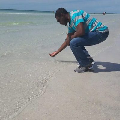 One of my customers loving the sand and clear water at Crystal Sands on Siesta Key Siesta Key Beach in Sarasota Florida named one of the best Beches in America.
